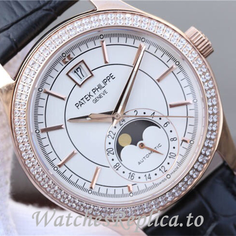 Patek Philippe Replica Complications 5205G-001 Leather strap 40MM - WatchesReplica.is