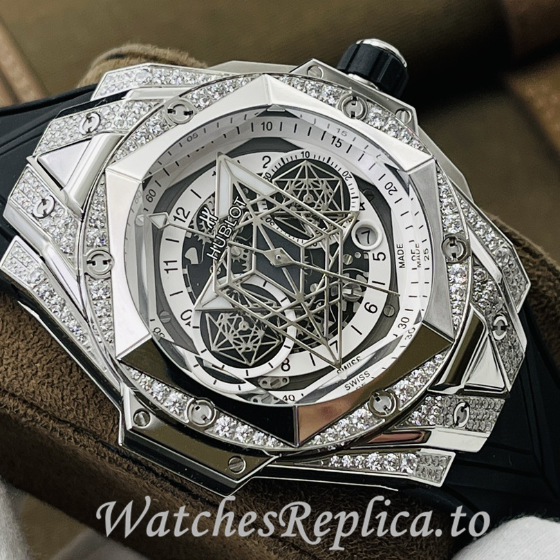 Hublot Replica Big Bang Sang Bleu II Rubber strap 45MM - WatchesReplica.is