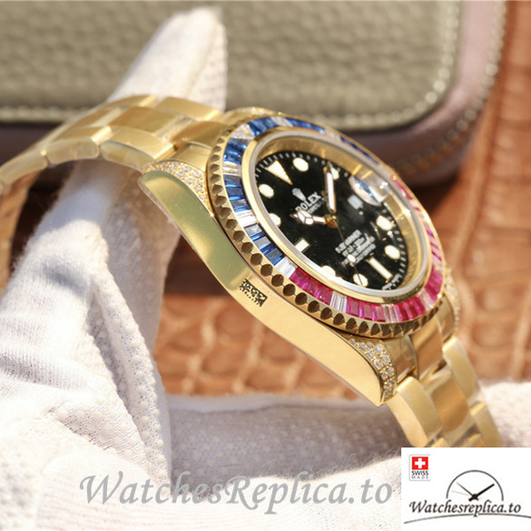 Swiss Rolex Submariner Replica 116618LN-97208 Yellow Gold strap 40MM - WatchesReplica.is