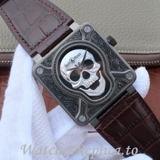 Bell Ross Replica Aviation BR01 Leather strap 46MM - WatchesReplica.is