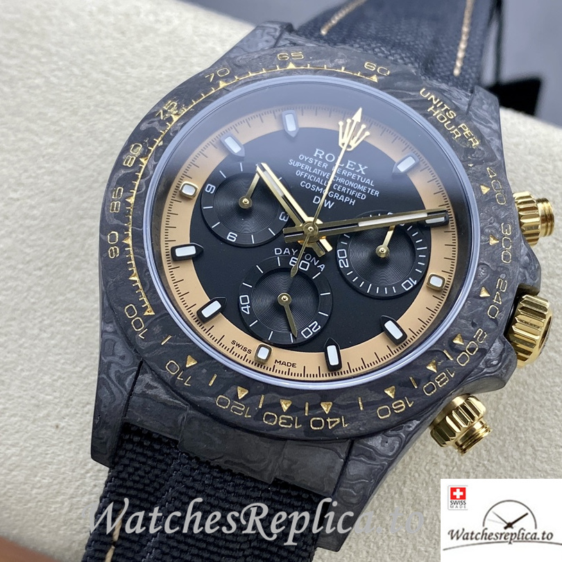 Swiss Rolex Daytona Cream Invert Gold Replica Canvas strap 40MM - WatchesReplica.is