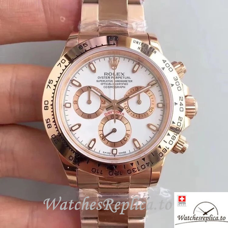 Swiss Rolex Daytona Replica 116505 Rose Gold strap 40MM - WatchesReplica.is