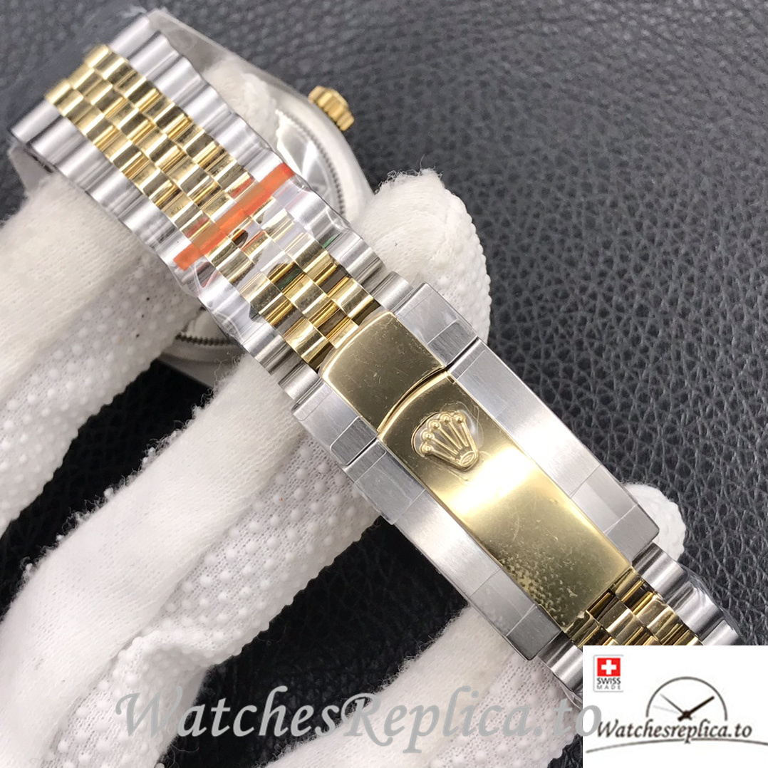 Swiss Rolex Datejust Replica Stainless steel strap 36MM Yellow Gold Green Dial - WatchesReplica.is