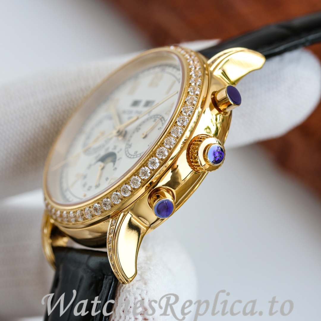 Patek Philippe Replica Complications Leather strap 41MM - WatchesReplica.is
