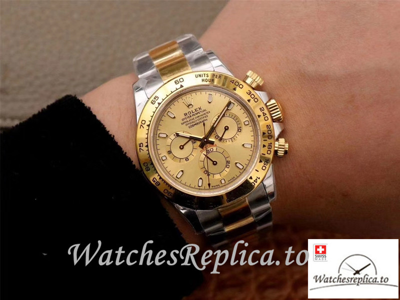Swiss Rolex Daytona Cosmograph Replica M116503-0003 Silver And Gold Strap 40MM - WatchesReplica.is