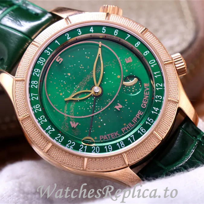 Patek Philippe Replica Complications Leather strap 42MM - WatchesReplica.is