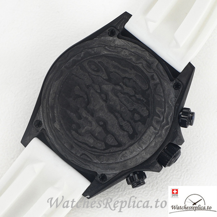Swiss Rolex Daytona Replica White Rubber strap 40MM Black Dial - WatchesReplica.is