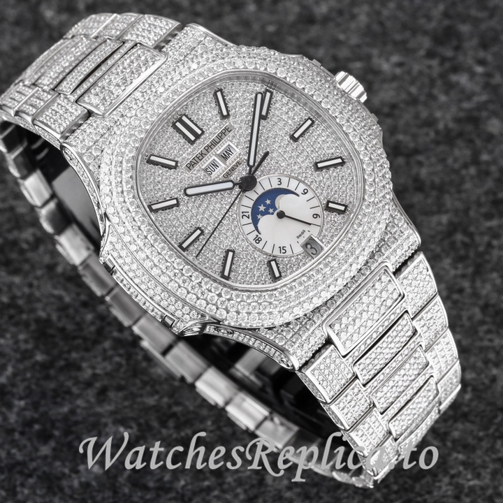 Patek Philippe Replica Nautilus 5726 Diamonds paved strap 40.5MM - WatchesReplica.is
