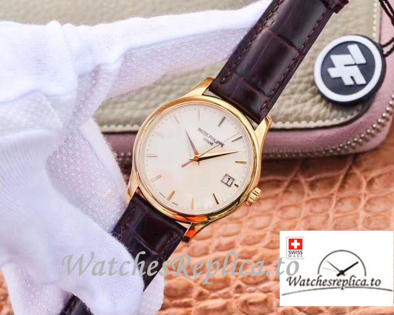 Swiss Patek Philippe Calatrava Yellow Gold Replica 5227J-001 Black Strap 39MM×10.2MM - WatchesReplica.is