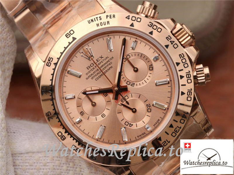 Swiss Rolex Daytona Cosmograph Replica 116508 001 Rose Gold Strap 40MM - WatchesReplica.is