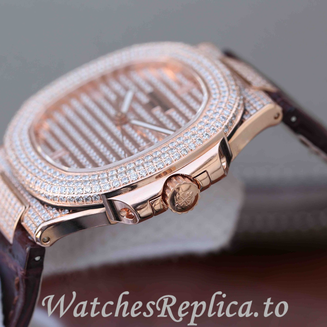 Patek Philippe Replica Nautilus Leather strap 40MM - WatchesReplica.is