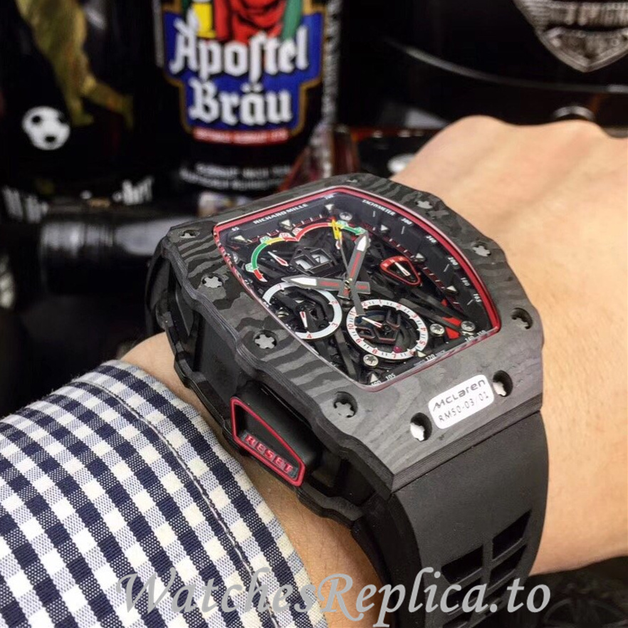 Richard Mille Replica RM011 Rubber strap 50MM - WatchesReplica.is