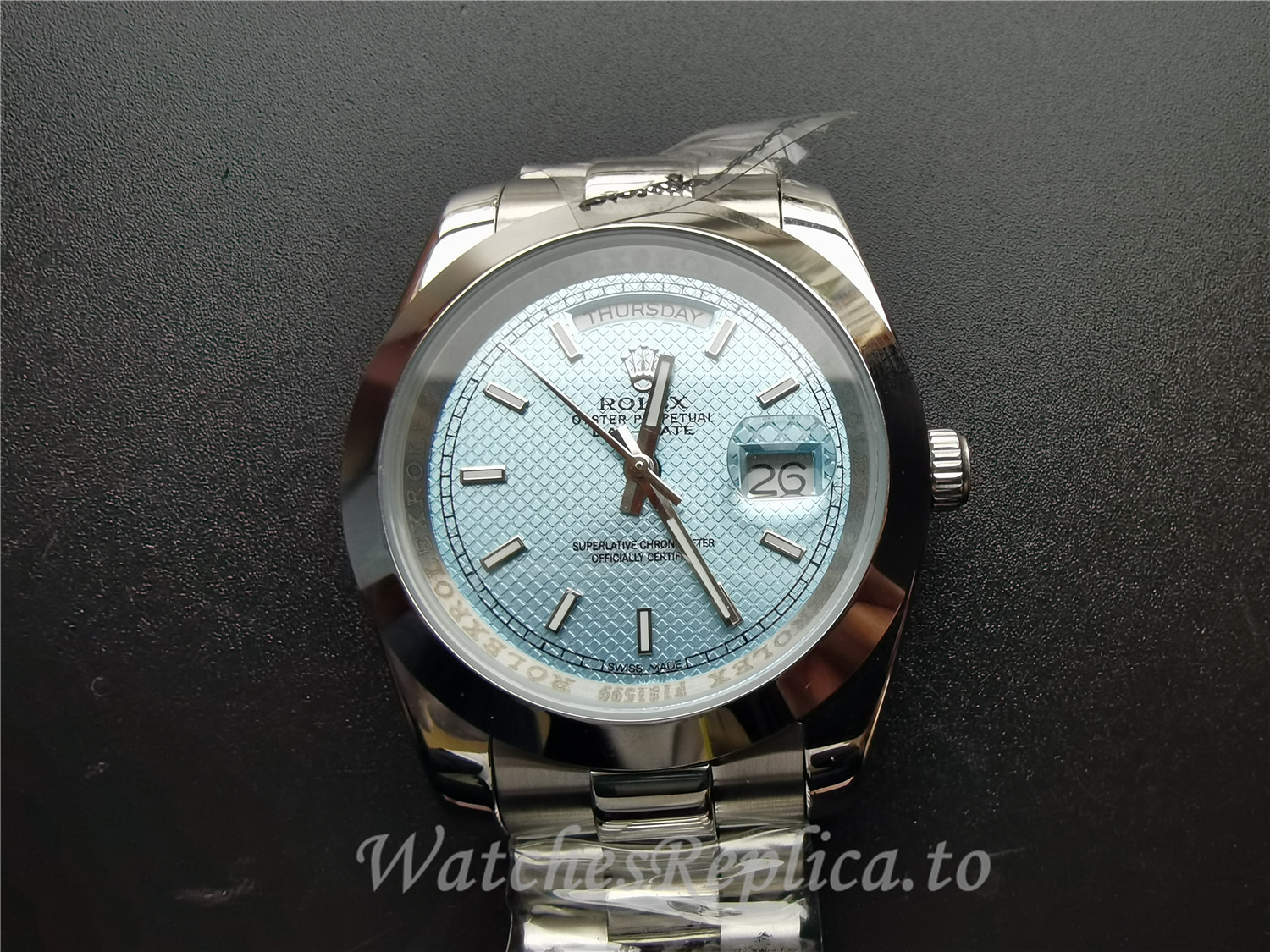 Swiss Rolex Day Date Replica 228206 001 Stainless Steel Strap 40MM - WatchesReplica.is