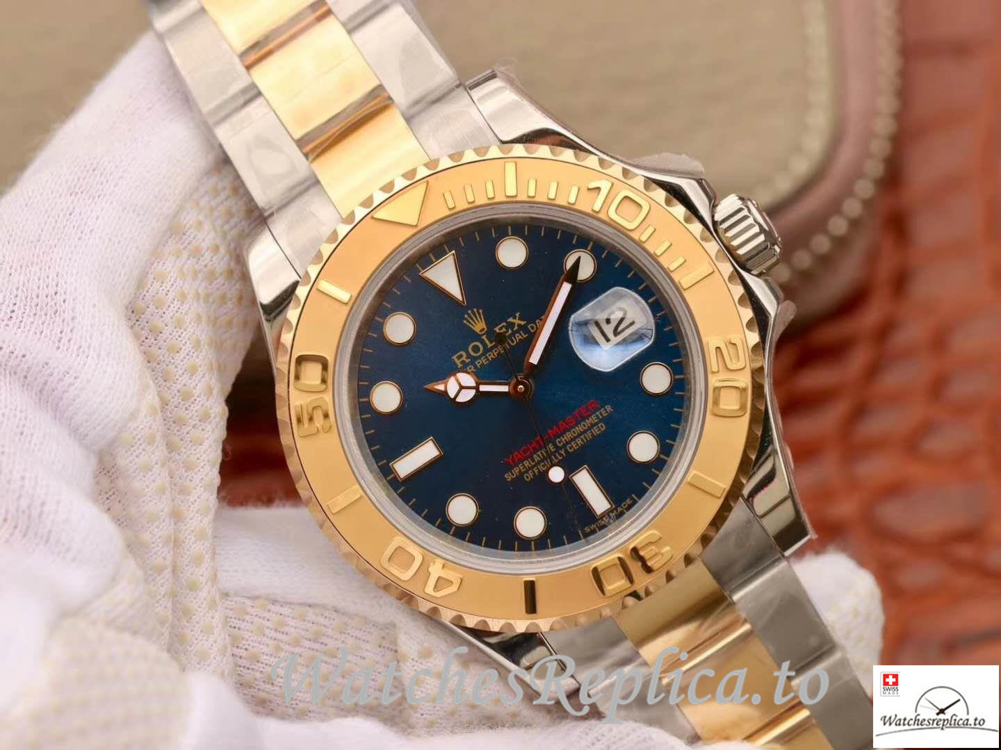 Swiss Rolex Yacht Master Replica 116623 Gold Bezel 40MM - WatchesReplica.is