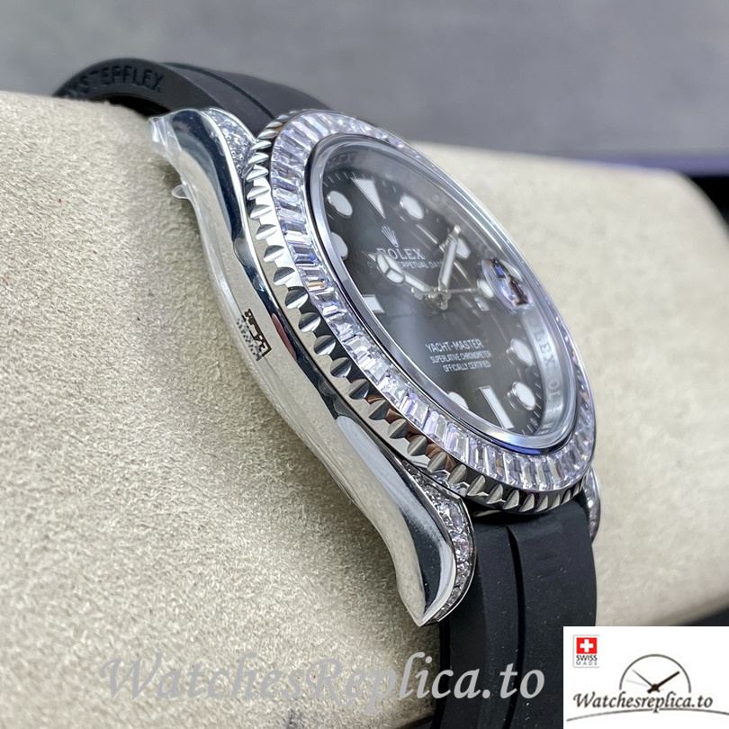 Swiss Rolex Yacht Master Replica 226679TBR Rubber strap 42MM Black Dial - WatchesReplica.is