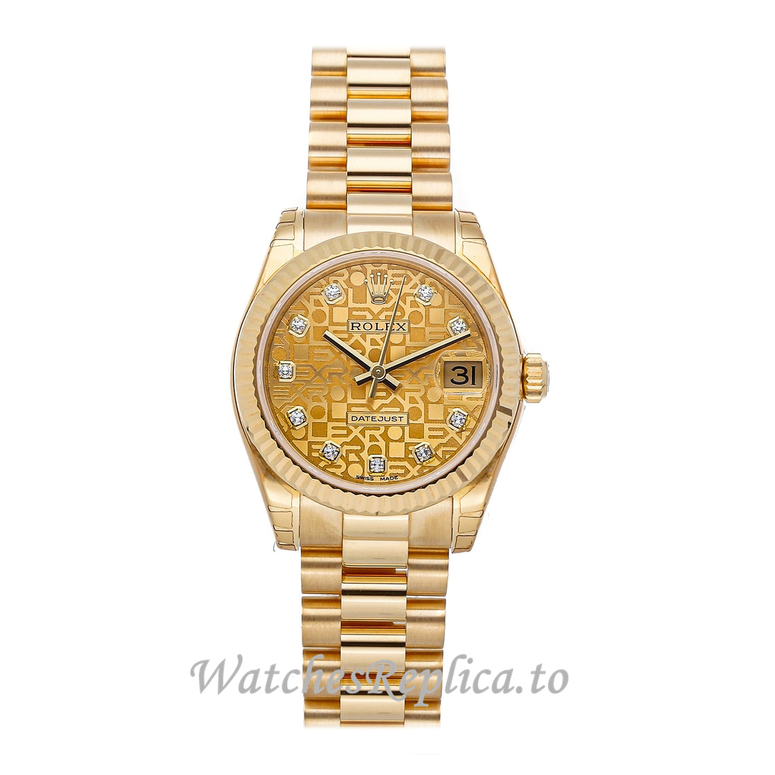 Replica Rolex Datejust 178278 31MM Diamond Markers Ladies Watch - WatchesReplica.is
