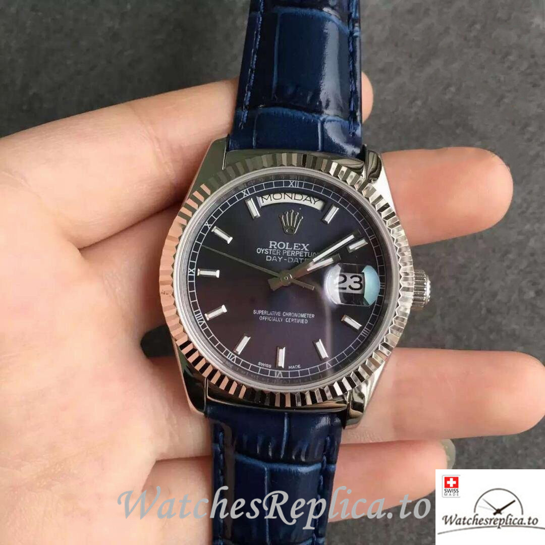 Swiss Rolex Day Date 118138 Leather strap 36MM - WatchesReplica.is