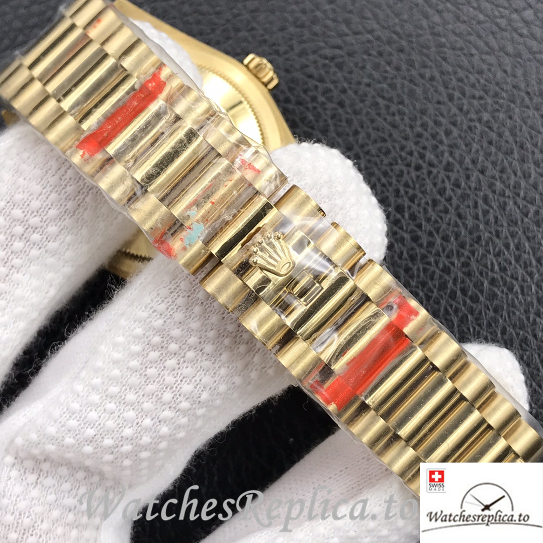 Swiss Rolex Day Date Replica 128238 Yellow Gold strap 40MM - WatchesReplica.is