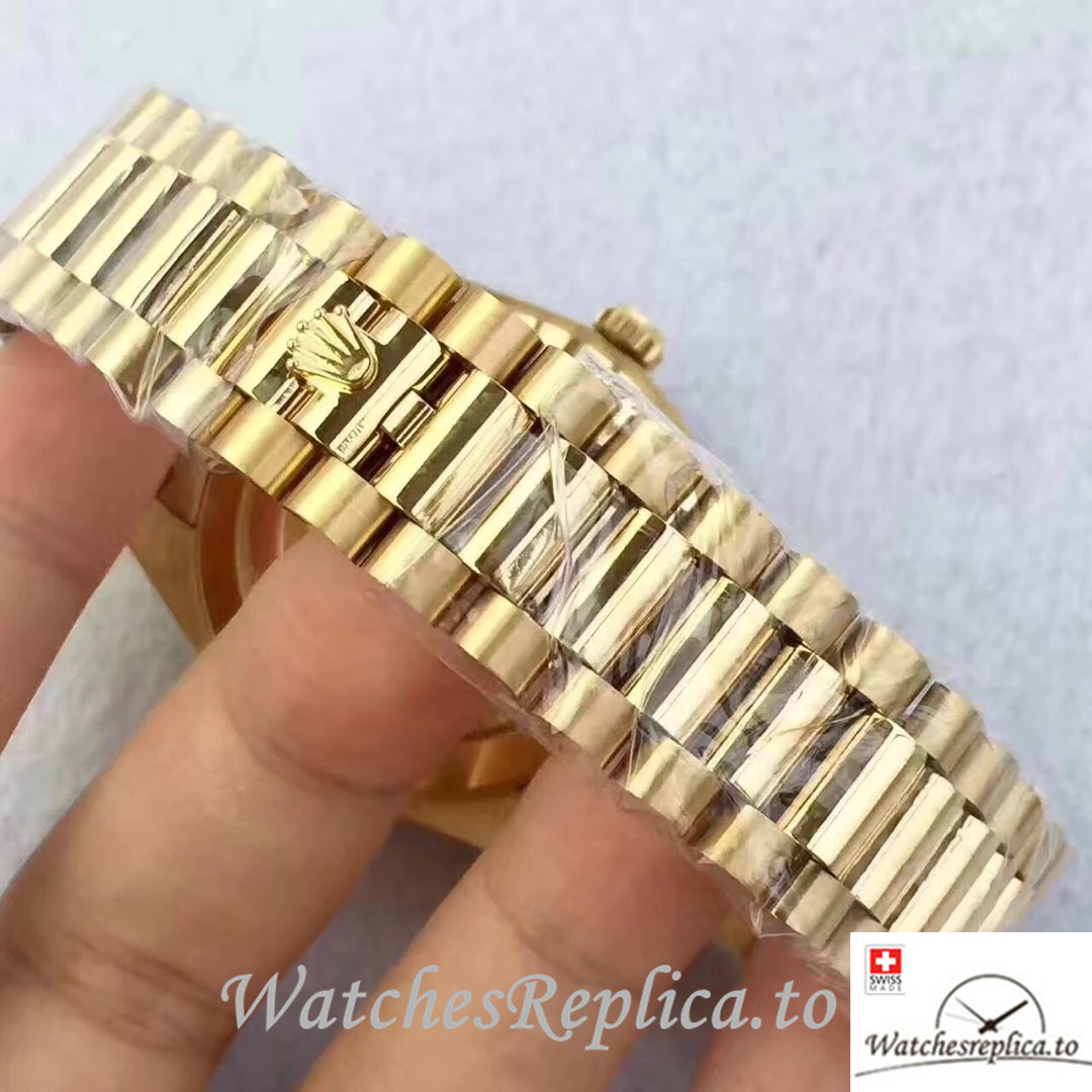 Swiss Rolex Day-Date Replica 228398 Yellow Gold strap 40MM - WatchesReplica.is