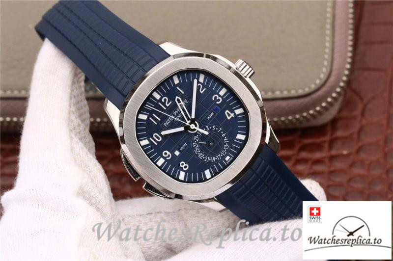 Swiss Patek Philippe Aquanaut Dual Time Replica 5164A-001 Blue Strap 40.8MM - WatchesReplica.is