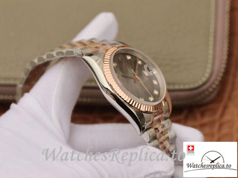 Swiss Rolex Datejust Replica 116233 005 Rose Gold Bezel 36MM - WatchesReplica.is
