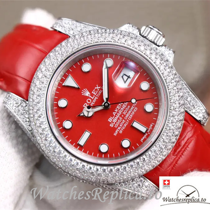 Swiss Rolex Submariner Replica Leather strap 40MM - WatchesReplica.is