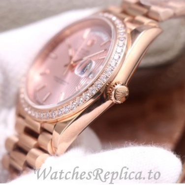 Swiss Rolex Day Date Replica 228345 Rose Gold strap 40MM - WatchesReplica.is