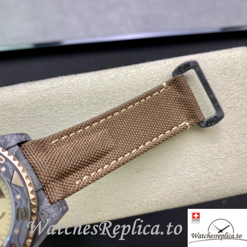 Swiss Rolex GMT Master Replica Brown Canvas strap 40MM Yellow Dial - WatchesReplica.is