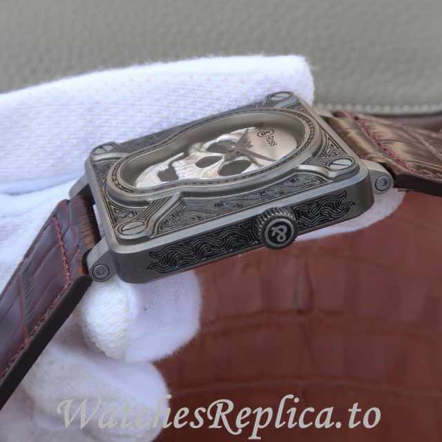 Bell Ross Replica Aviation BR01 Leather strap 46MM - WatchesReplica.is