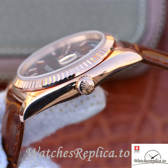 Swiss Rolex Day-Date Replica 118135 Leather strap 36MM - WatchesReplica.is