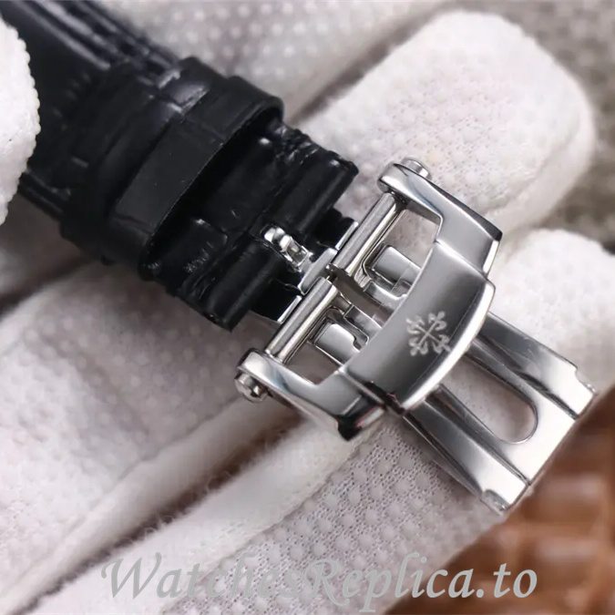 Patek Philippe Replica Complications Leather Rubber strap 42MM - WatchesReplica.is
