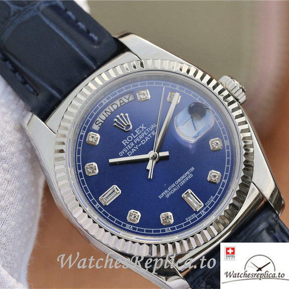 Swiss Rolex Day-Date Replica 118139 Leather strap 36MM - WatchesReplica.is