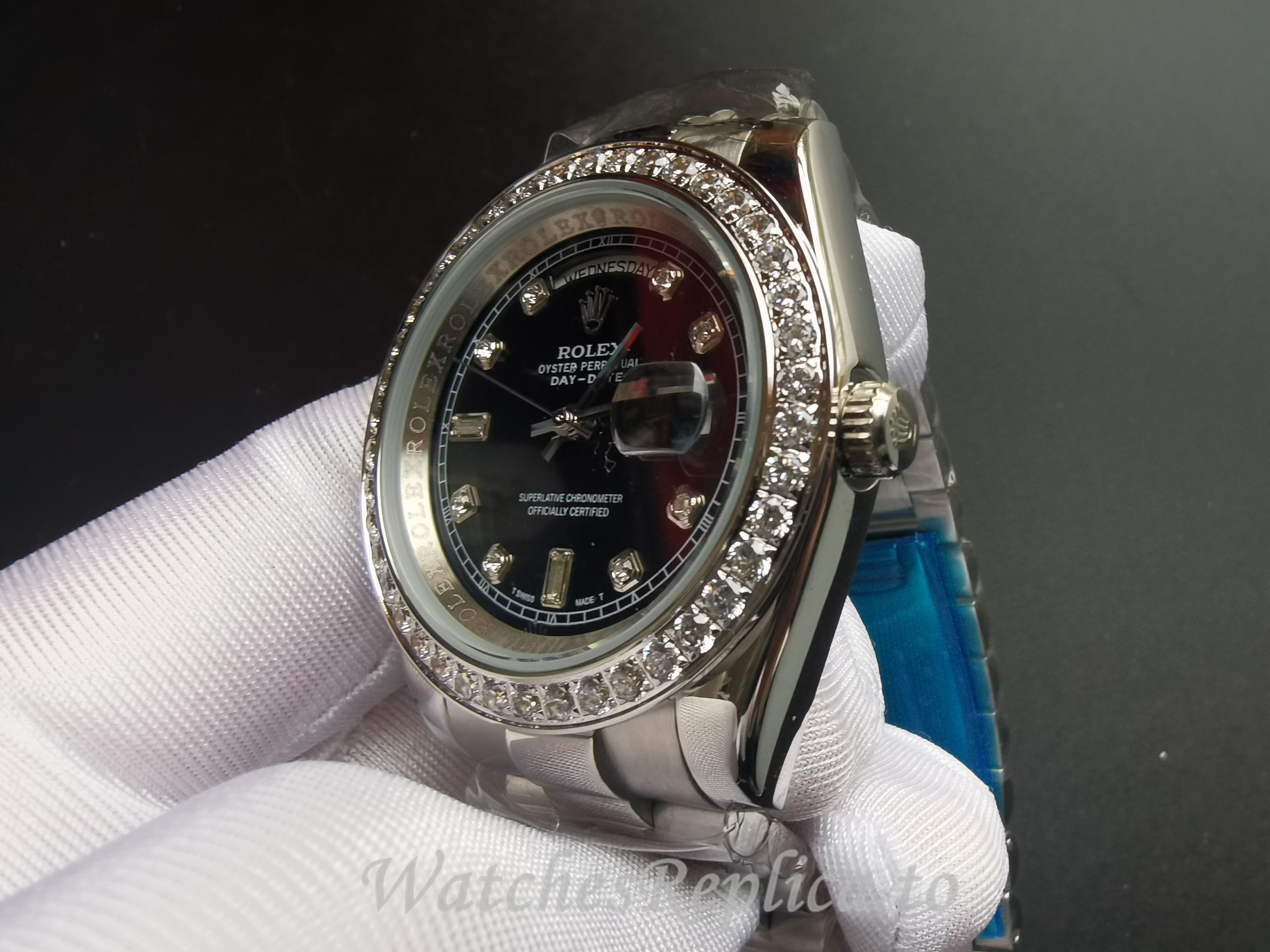 Rolex Replica DayDate White Gold Diamond 228349RBR - WatchesReplica.is