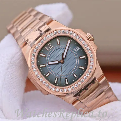 Patek Philippe Replica Nautilus 7011 Rose Gold strap 32MM - WatchesReplica.is