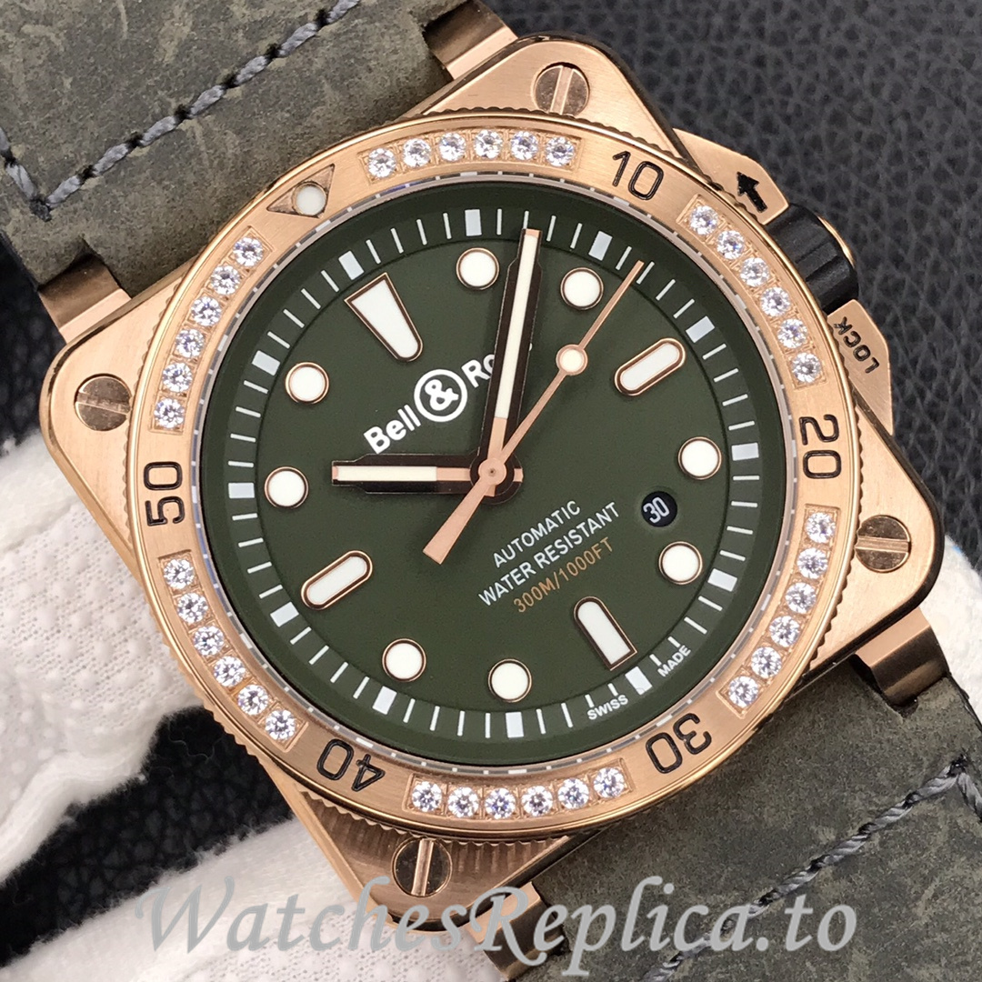 Bell Ross Replica BR 03 BR0392-D-G-BR/SCA Leather strap 42MM - WatchesReplica.is
