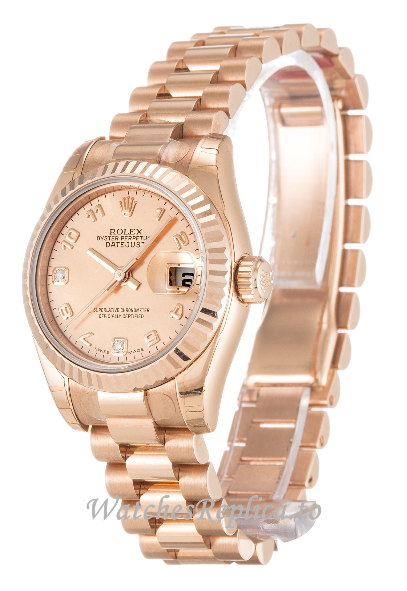 Rolex Datejust Lady Mother of Pearl Goldust Diamond Dial 179175F 26MM - WatchesReplica.is