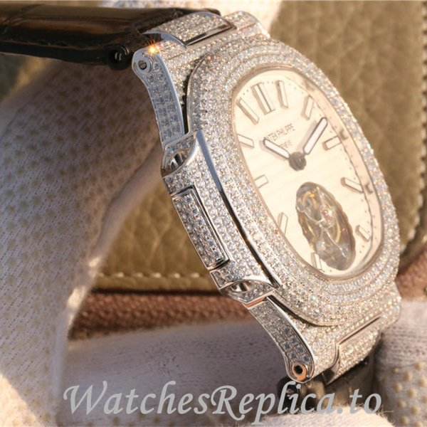 Patek Philippe Replica Nautilus Leather strap 40MM - WatchesReplica.is