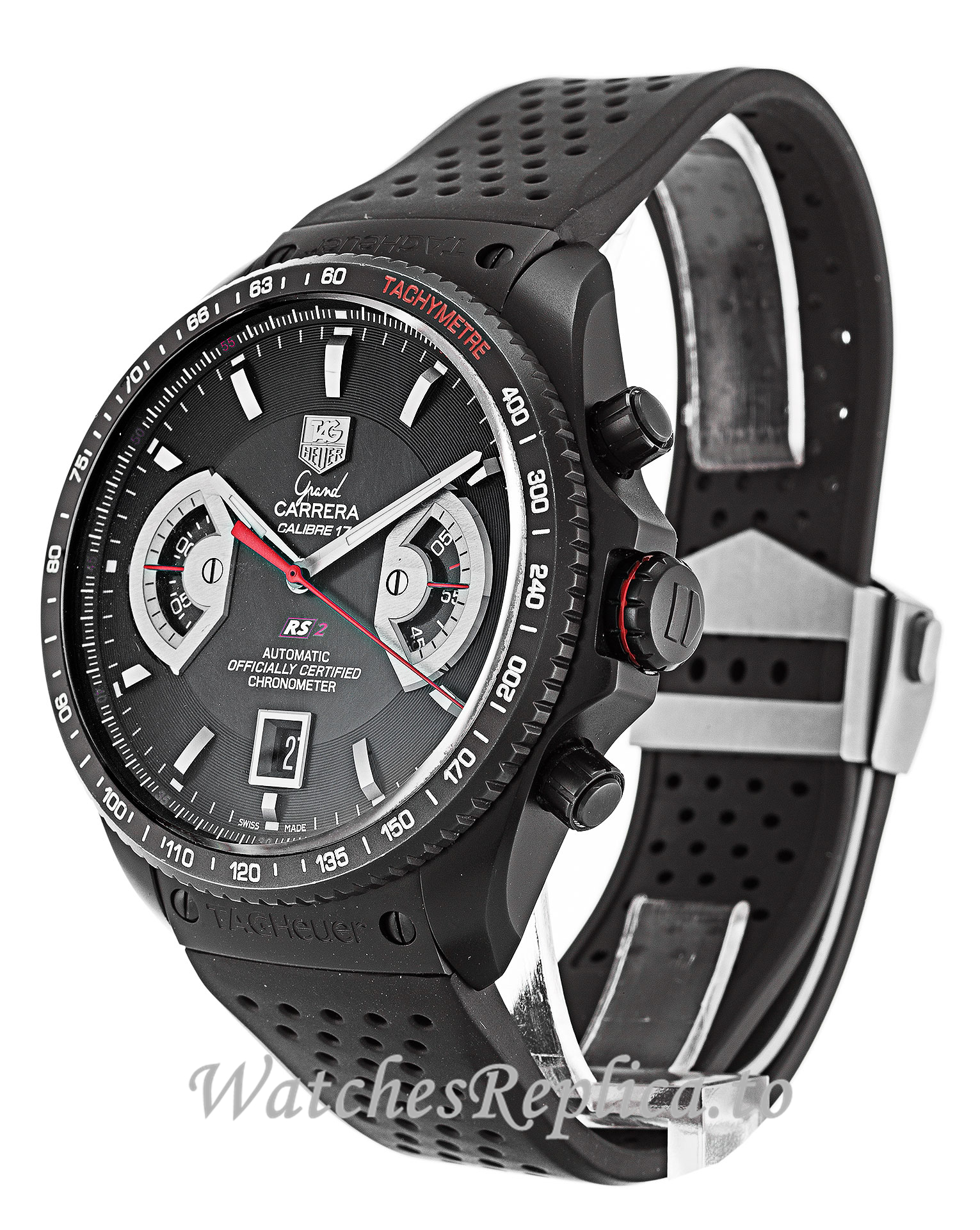 Tag Heuer Grand Carrera Black Dial CAV518B.FC6237 43 MM - WatchesReplica.is