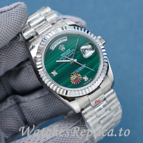 Swiss Rolex Day Date Replica 128238 Stainless steel strap 36MM - WatchesReplica.is