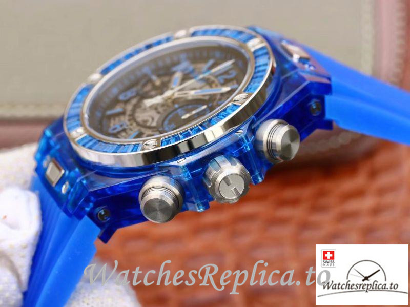 Swiss Hublot Big Bang Unico Replica 411.JX.4802.RT 001 Blue Transparent Strap 45MM - WatchesReplica.is