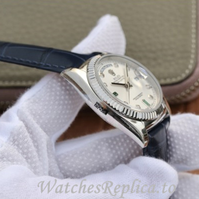 Swiss Rolex Day Date Replica 118135 Leather strap 36MM - WatchesReplica.is