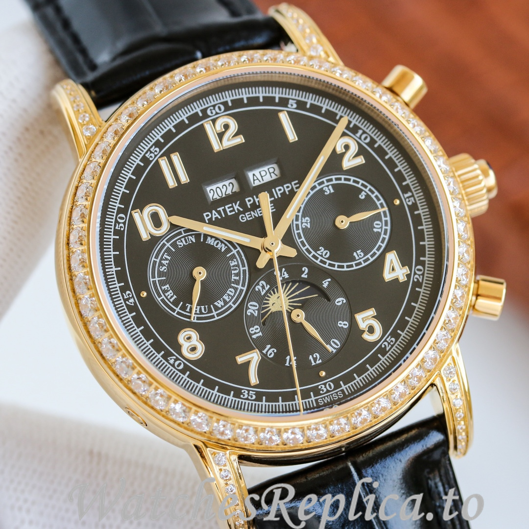 Patek Philippe Replica Complications Leather strap 41MM - WatchesReplica.is