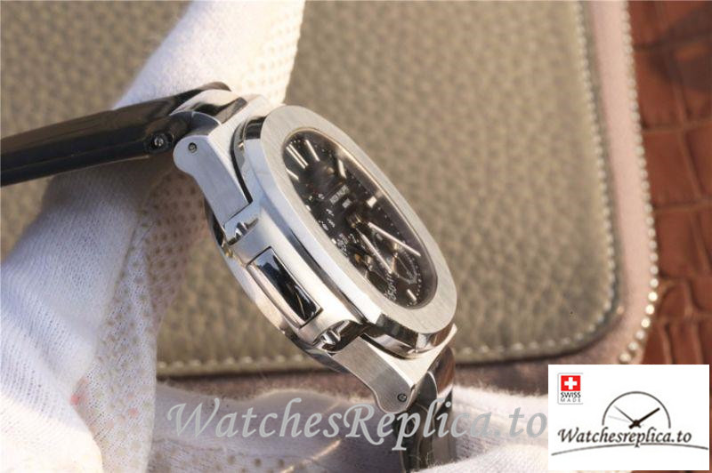 Swiss Patek Philippe Nautilus Moonphase Replica 5712G-001 Black Strap 40MM - WatchesReplica.is