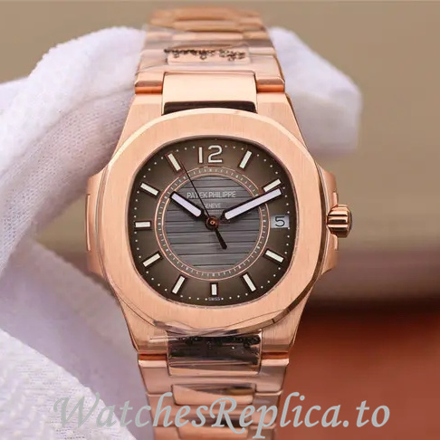 Patek Philippe Replica Nautilus 7011 Rose Gold strap 32MM - WatchesReplica.is