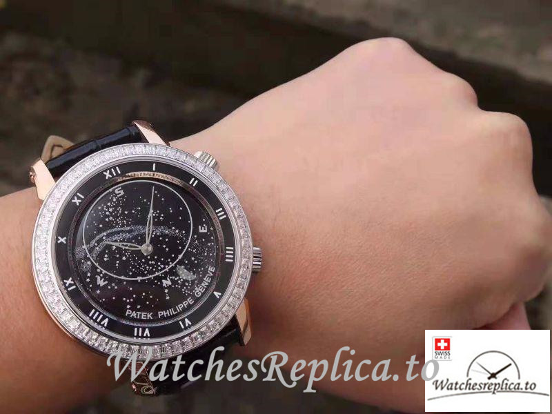 Swiss Patek Philippe Grand Complications Sky Moon Celestial Replica 5102PR Black Strap 43MM - WatchesReplica.is