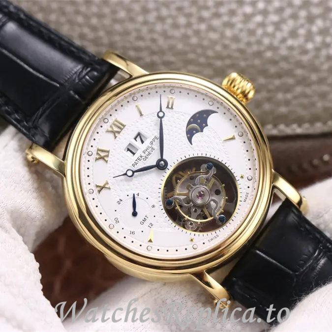 Patek Philippe Replica Complications Leather Rubber strap 42MM - WatchesReplica.is
