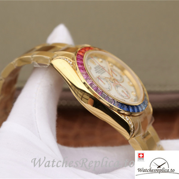 Swiss Rolex Daytona Replica 116598RBOW Yellow Gold strap 40MM - WatchesReplica.is