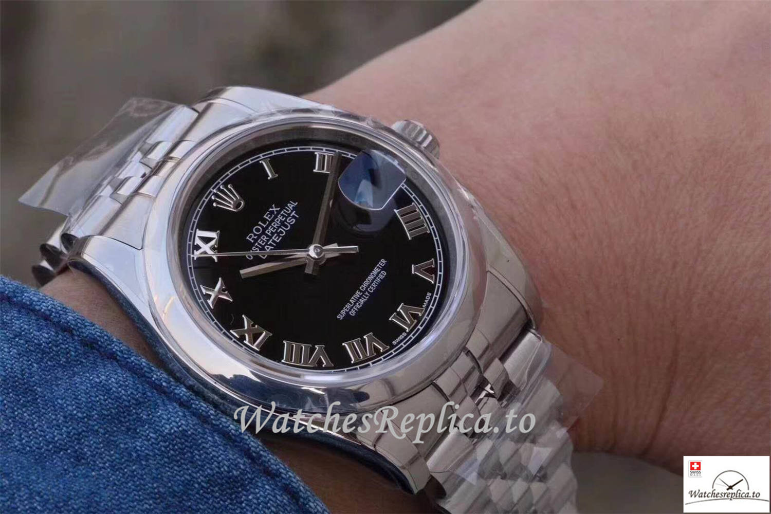 Swiss Rolex Datejust Replica 116234 003 Black Dial 36MM - WatchesReplica.is