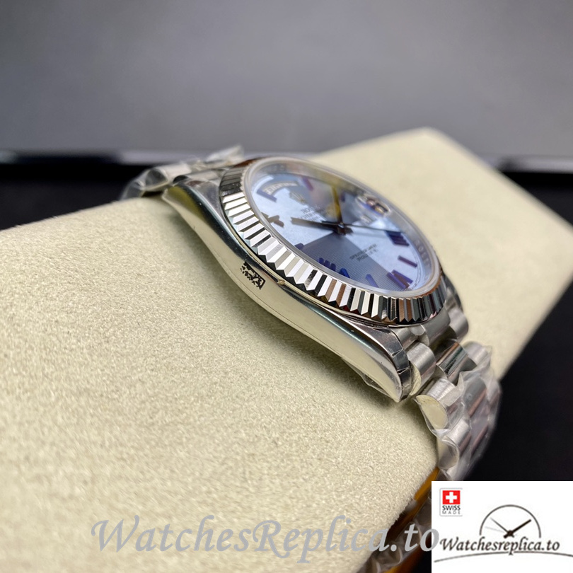 Swiss Rolex Day Date Replica 126331 Stainless steel strap 40MM Blue Dial - WatchesReplica.is
