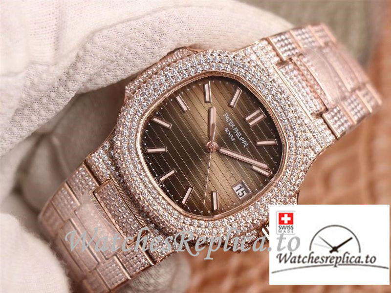 Swiss Patek Philippe Nautilus Replica 5711-1R Diamonds Bezel 40MM - WatchesReplica.is